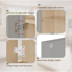 Gray Shaker Solid Wood Wall Cabinet with Soft-Close Doors