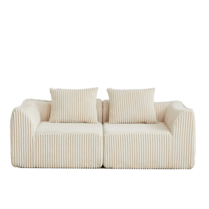 Minimalist Corduroy Sofa Featuring Curved Lines