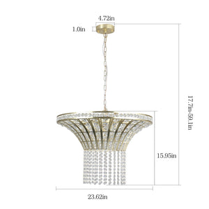 8-Light 23.6' Wide Crystal Waterfall Chandelier