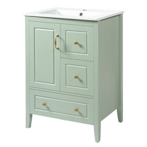 Retro Bathroom Vanity With Sink, Soft Closing Cabinet & Drawers