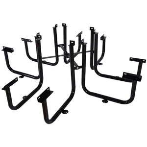 Square Outdoor Steel Picnic Table, With Umbrella Pole