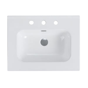Glossy White Ceramic Integrated Sink