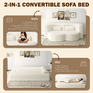 Floor Sofa With 2 Pillows, Convertible Twin Size Mattress For Living Room