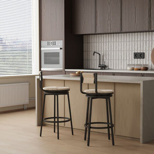 Bar Stools Swivel Counter Chairs With Metal Frame Hand Woven Paper Rope Dining Barstools For Kitchen Counter (Set of 2)
