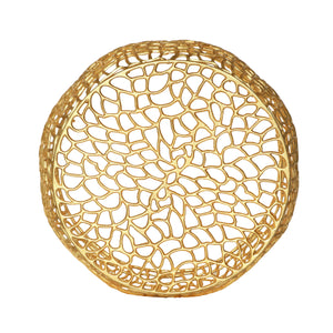 Modern Glam Mesh Coffee Table with Gold Accents and Aluminum Frame