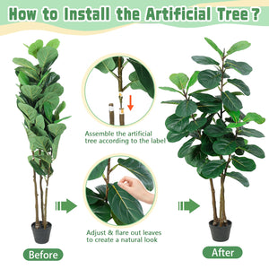 Artificial Fiddle Leaf Fig Tree 5FT with Planter