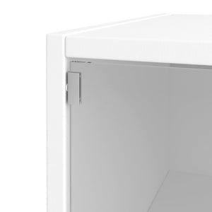 White Glass Door Shoe Storage Cabinet with RGB LED Light