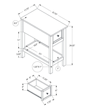 Accent End Table, 2 Tier, Narrow, Lamp, Storage Drawer, Charming Design