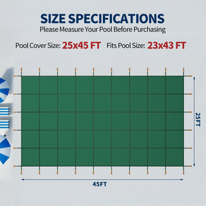 Swimming Pool Safety Cover, Fits 25x45ft Rectangular Inground Pools