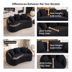 LY-049S Curved Modern Boneless Sofa Loveseat