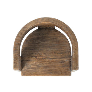 Soren Solid Reclaimed Elm Sculptural Accent Curved Dining Chair, Heritage Medium-Dark Brown