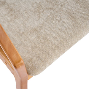 Indoor Upholstered Dining Chair Set of 2 - Oatmeal / Teak