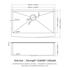 Farmhouse Kitchen Sink, Stainless Steel, Apron Front