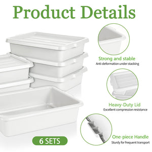 Commercial Meat Tubs with Lids - 6-Pack