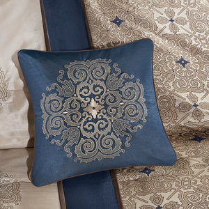 Cal King 7 Piece Jacquard Comforter Set with Throw Pillows