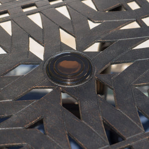 Enchantia Outdoor Square Dining Table with Weave Tabletop and Flared Legs - Copper