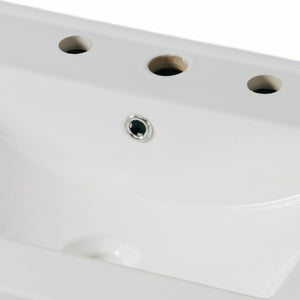 Modern Bathroom Vanity With Ceramic Sink, Tempered Blurred Glass Doors