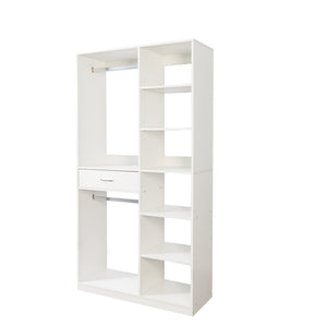 Freestanding Closet System with 6 Open Shelves and 2 Hanging Rods