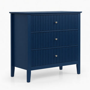 Fluted 3 Drawer Nightstand With Soft Close Slides