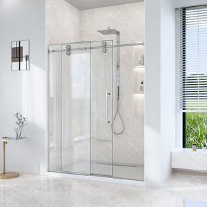 56-60"W x 72"H Frameless Sliding Shower Door – Clear Tempered Glass
