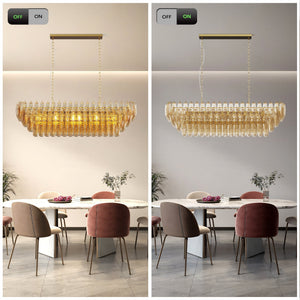 Modern Chandeliers for Dining Room, 54" Large Rectangle Gold Kitchen Chandelier Over Table