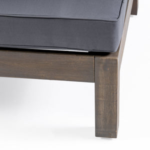 Oana Outdoor Wooden Sectional Set with Cushions, Dark Grey