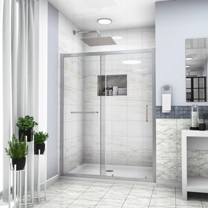 Single Sliding Bypass Shower Door Tempered Glass Enclosure