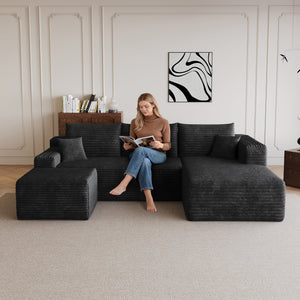 95" Cloud Sectional Sofa with 1 Ottoman