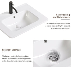 Vessel Sink Top With Overflow Drain - Milk White