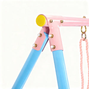 Xns107 - 2 Swing Set With Slide For Outdoor - Blue / Pink