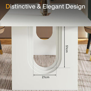 Rectangular Dining Table For 6 - 8 People With Pedestal Base
