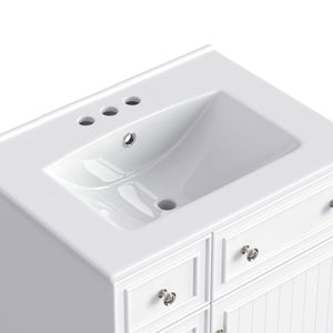 Transitional Style Bathroom Vanity Cabinet With Ceramic Sink