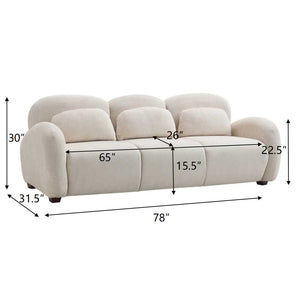 78 in. Modern 3 Seater Boucle Sofa Upholstered Couch with 3 Pillows