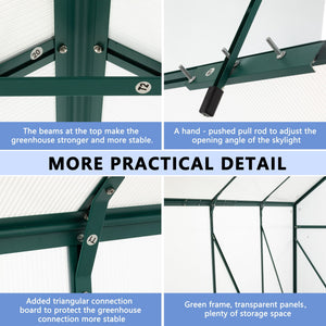 Polycarbonate house Raised Base And Anchor Aluminum Heavy Duty Walk-In houses For Outdoor Backyard In All Season