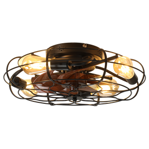 19.7" Industrial Caged Ceiling Fan with Light