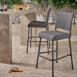 29" Outdoors PE Rattan Armless Barstools, Set of 2