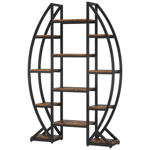 Triple Wide Oval Etagere Bookcase With Shelves For Living Room