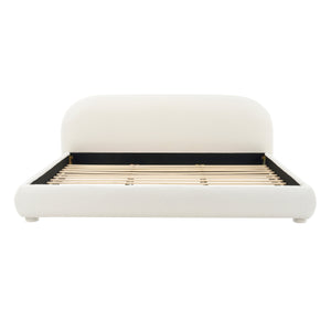 Cream Style Fabric Upholstered Bed, Simple Modern Bedroom King