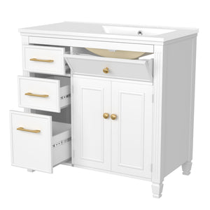 Modern Bathroom Vanity With Ceramic Sink, Freestanding