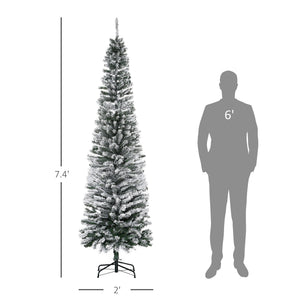 Flocked Christmas Tree with Faux Snow and Dense Branches