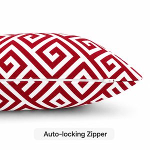 6 Pack Outdoor Pillow Covers - Red Greek Key