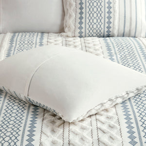 Full/Queen Cotton Printed Duvet Cover Set with Chenille