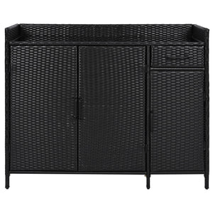 K&K 47.5"W Wicker Outdoor Storage Cabinet with Tempered Glass Top