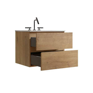 Wall Mount 24" Natural Oak Bathroom Vanity
