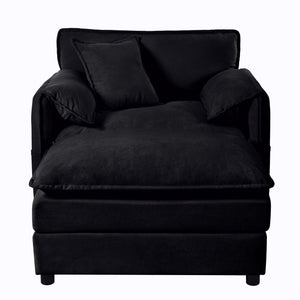 Oversized Chair With Movable Ottoman, Soft Upholstered Lounge Chair