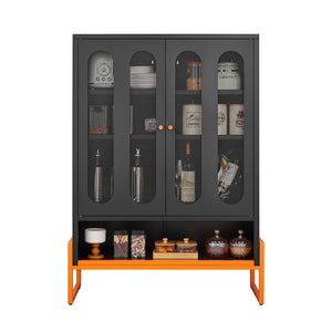 Modern Metal Shoe Cabinet With DoublebSided Doors And Adjustable Partitions