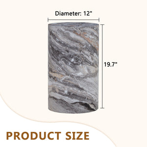 Simple Grey Marble Textured Cylindrical Coffee Table
