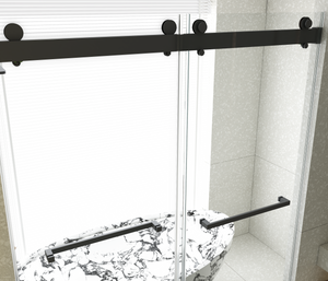 56-60"W x 76"H Frameless Double Sliding Soft-Close Shower Door