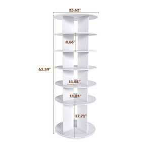 6 Tier Spinning Shoe Rack, Free Standing 360° Revolving Shoe Organizer - White
