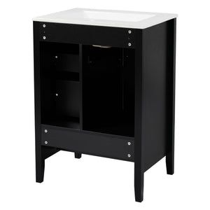 Retro Bathroom Vanity With Sink, Soft Closing Cabinet & Drawers